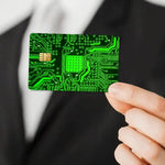 carte bancaire personnalisée adhésive circuit imprimé vert fond noir étanche résistante rayures empreintes digitales