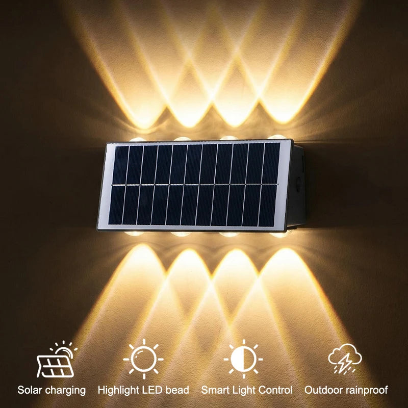 lampe solaire murale moderne led réglable puissance noire cellules blanches extérieure ip66
