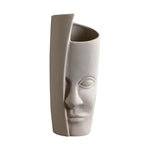 Vase céramique moderne vase table blanc visage sculpté lèvres sculptées art déco