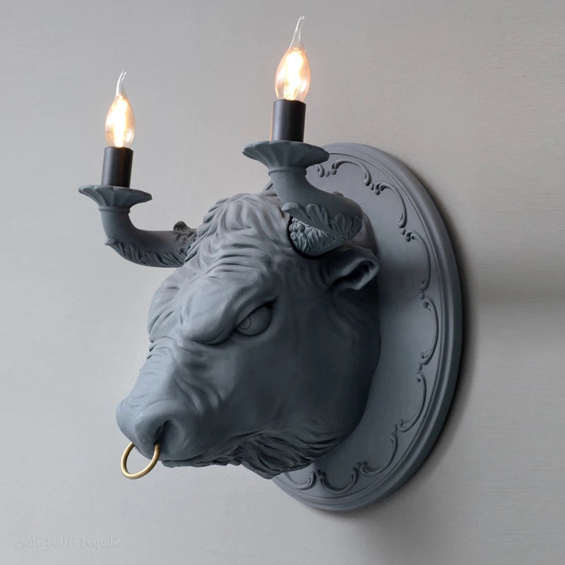applique murale art deco sculpture animal ampoules led noir blanc vintage chambre salon étude