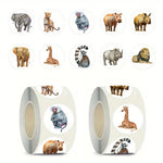 autocollants animaux sauvages blancs gris beige 500 pièces adhésifs illustrés éléphant girafe léopard