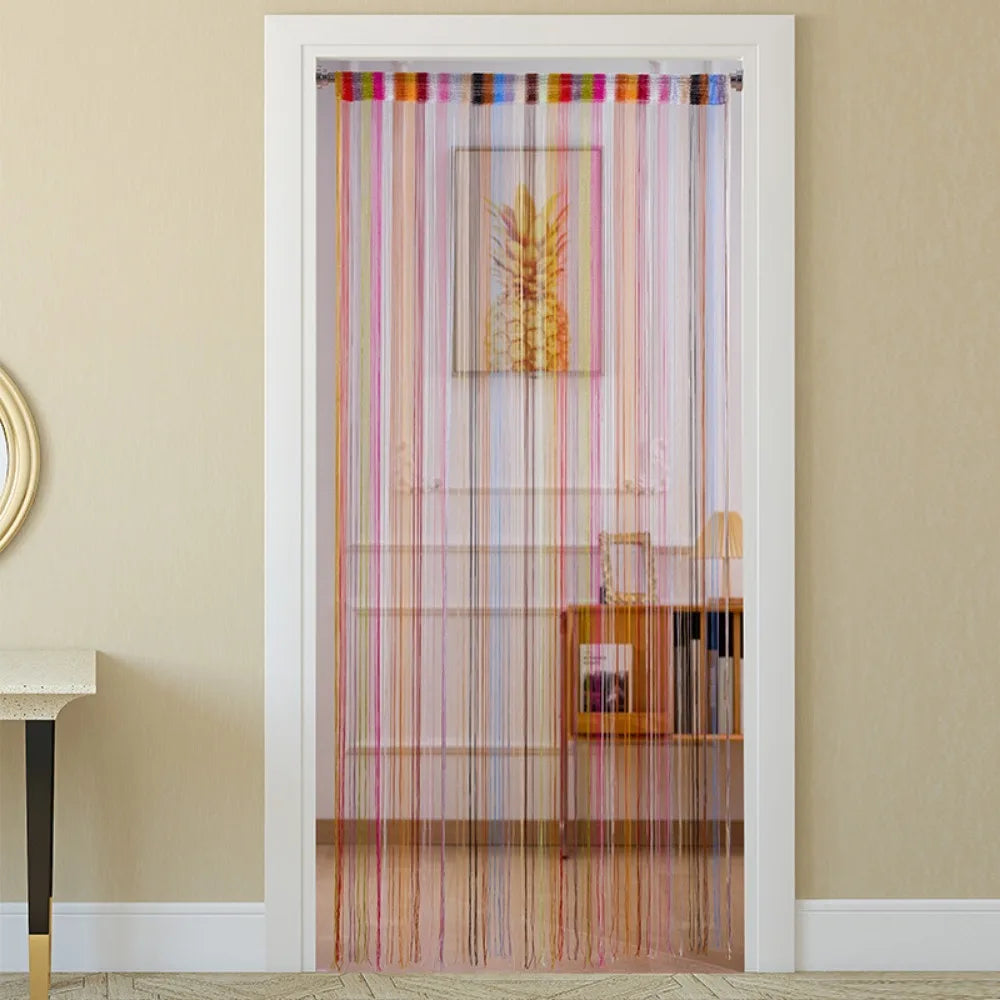 rideau franges couleurs transparent bohème barre supérieure attaches décoratif 200x100cm multicolore aspect brillant