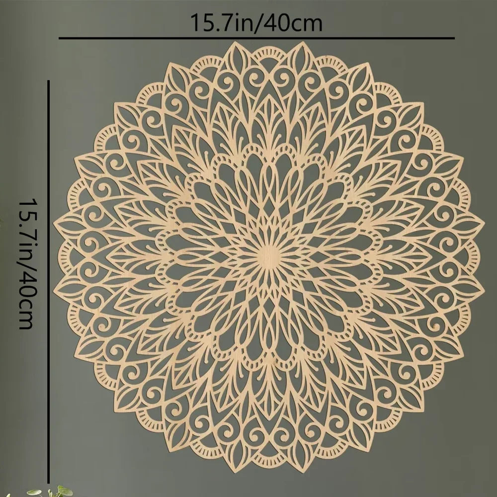 décoration murale mandala métal marron clair motifs floraux géométriques artisanat détaillé