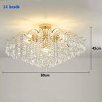 chandelier moderne crystal or led lumiere salle blanche bleue élégante