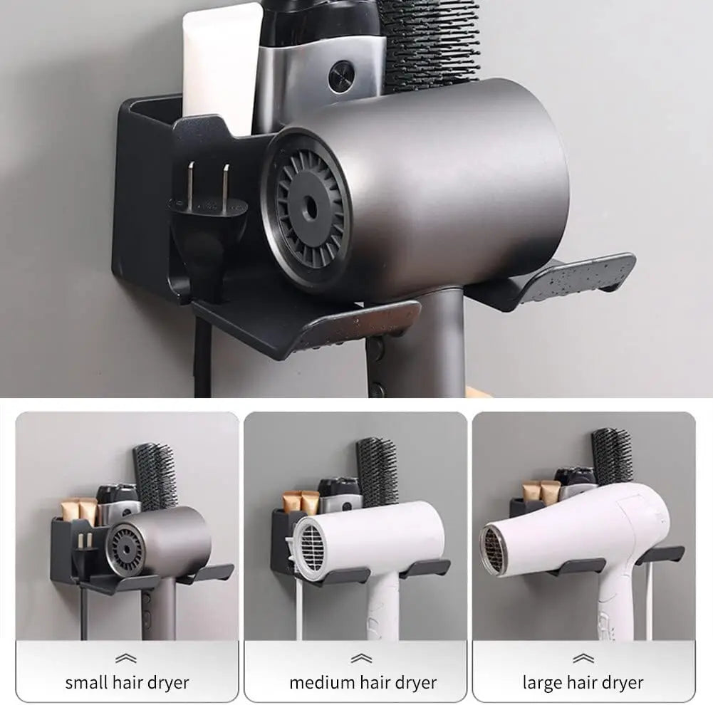 séchoir cheveux support mural moderne gris cuivre brosse rasoir crème