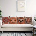 taies d'oreiller géométriques vintage rouge noir beige 45x45cm polyester adhésif decoration maison