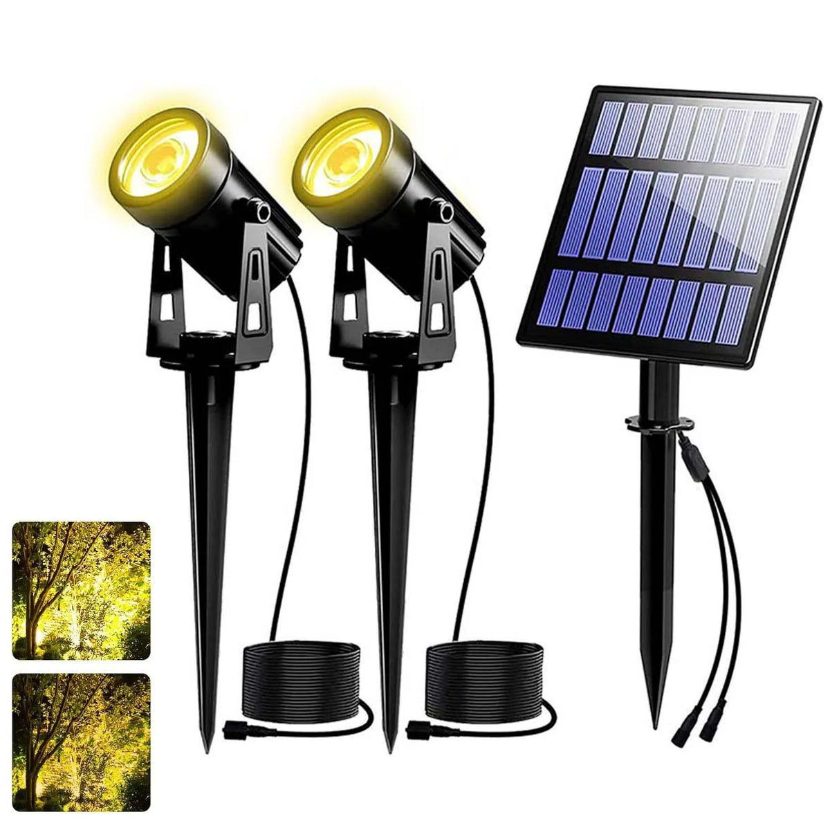 projecteur solaire moderne noir ip65 led assemblage extérieur jardin decoration deux projecteurs panneau solaire