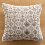 coussin décoratif texturé doux violet clair blanc motif géométrique polyester 45x45cm