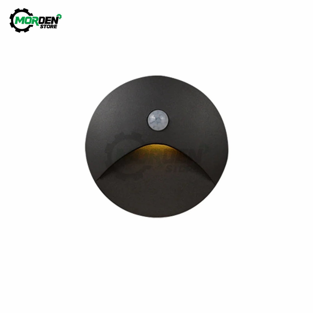 applique murale led blanc noir capteur mouvement ip65 3w contemporaine fixe murentrée allée balcon