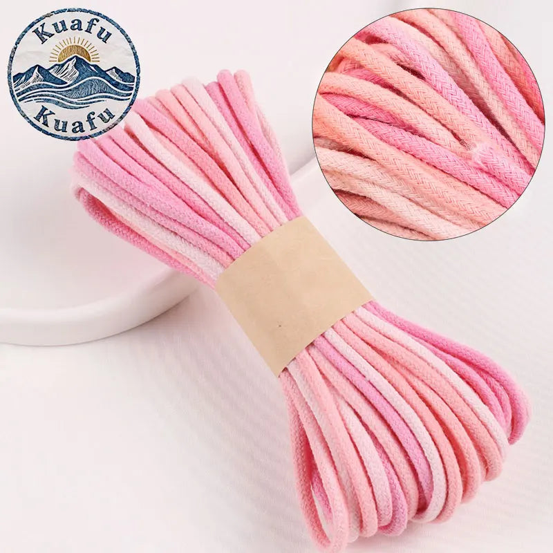 corde coton 10mètres 3mm rayures horizontales rose blanc gris vert bleu orange jaune texturée