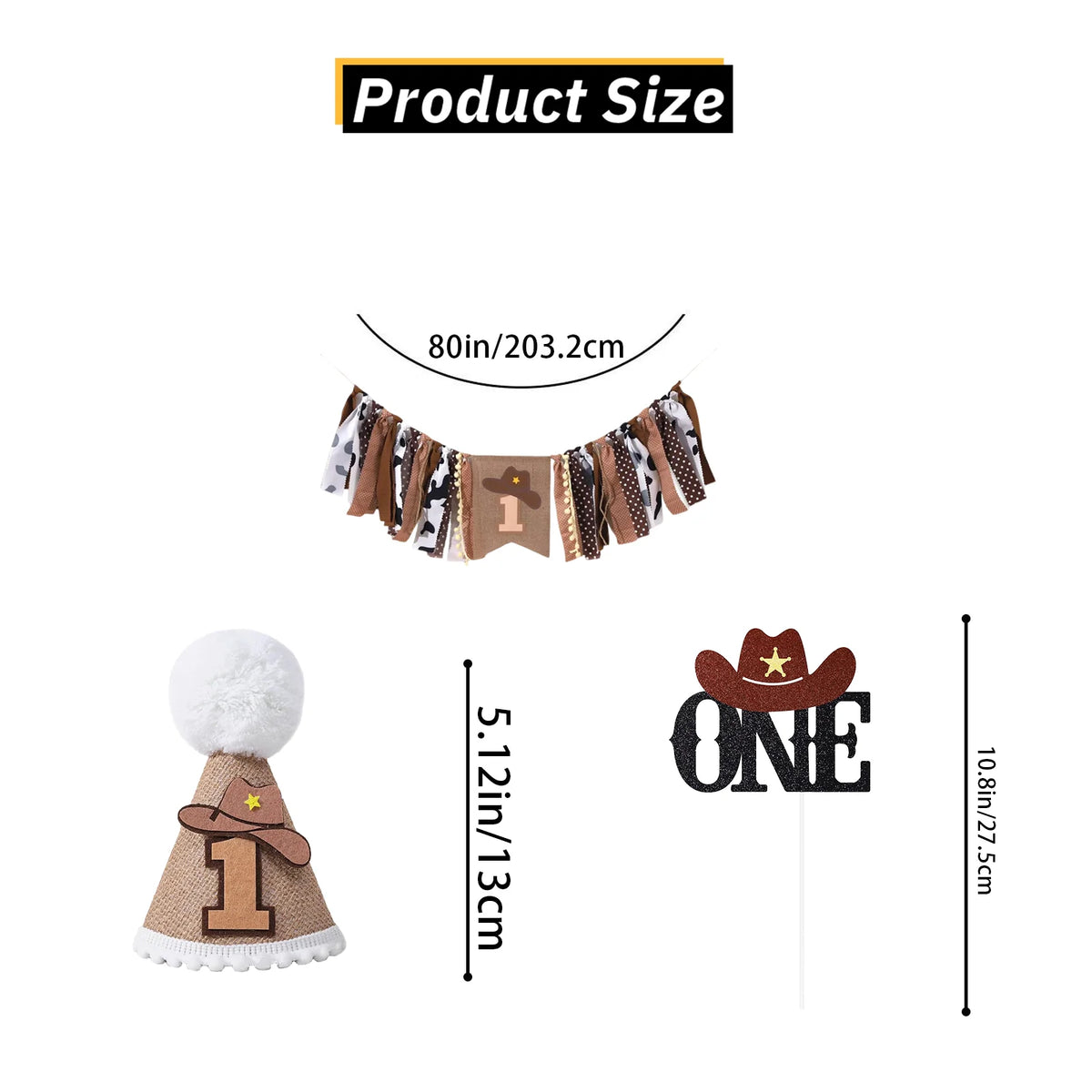 décoration anniversaire thème cow boy set haut chaise bannières gâteau bonnet tissu burlap pompons