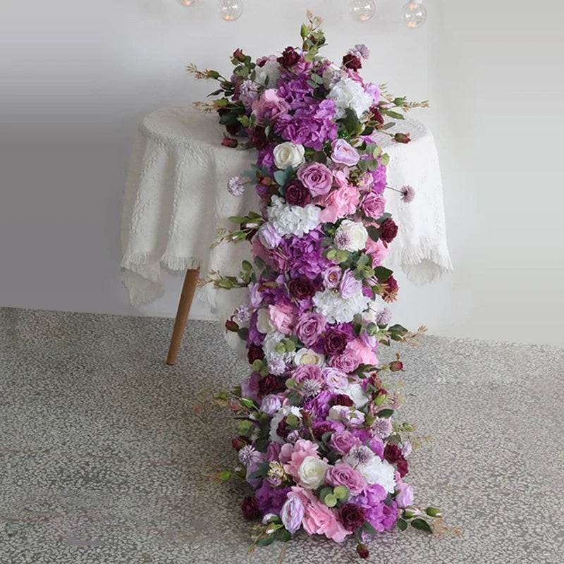 Chemin de table fleuri artificiel 1m