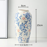 vase classique porcelaine fleurs blanc rouge bleu vert marron decoration table floral