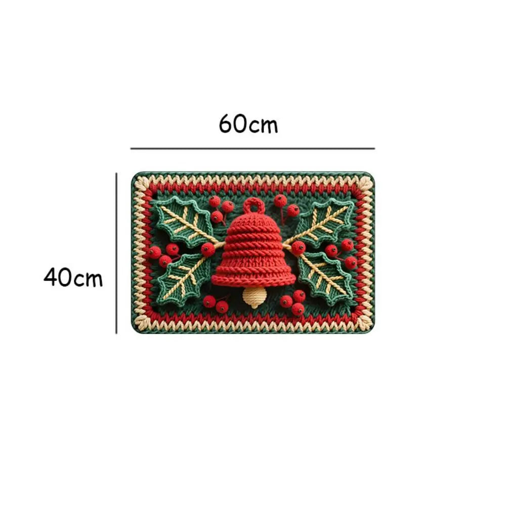 tapis sol noël motifs décoration rouge vert blanc antidérapant festive classique bienvenue merrychristmas