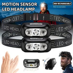 lampe frontale led rechargeable noir bande ajustable chargeur usb camping pêche urgence moderne compact
