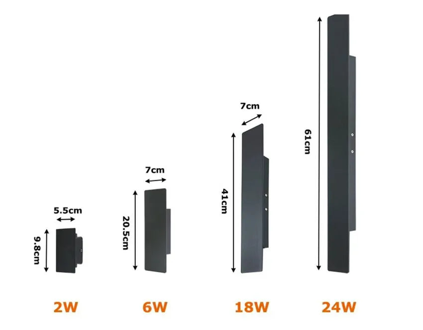 applique murale led moderne noire étanche 18w up down aluminium