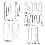 chaînes métalliques noires argent classiques boucles anneau 50cm 90cm 24cm