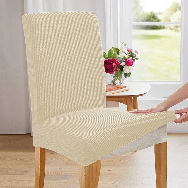 housse chaise marron foncé jacquard moderne élasthanne polyester extensible maison salon mariage