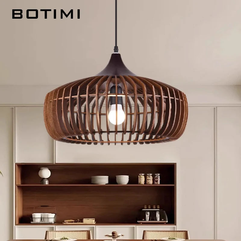 lampe suspendue bois naturel bambou moderne rustique salon chambre éclairage 220V 249 2000lm ans