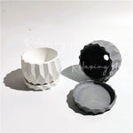cache pot géométrique silicone bleu blanc noir moderne minimaliste plateau support facettesiaux