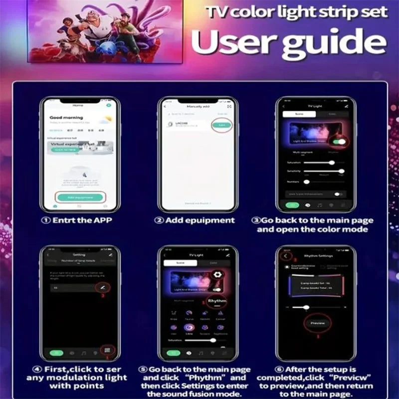 ruban led multicolore moderne clips télécommande application mobile synchronisation musicaleRGBO