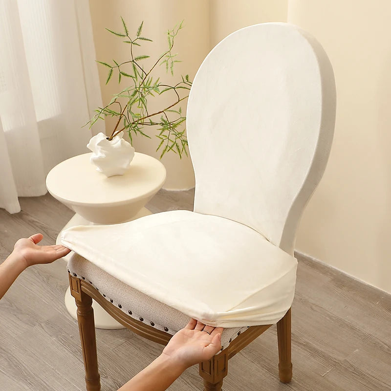 Housse chaise velours gris classique protection mariage banquet maison