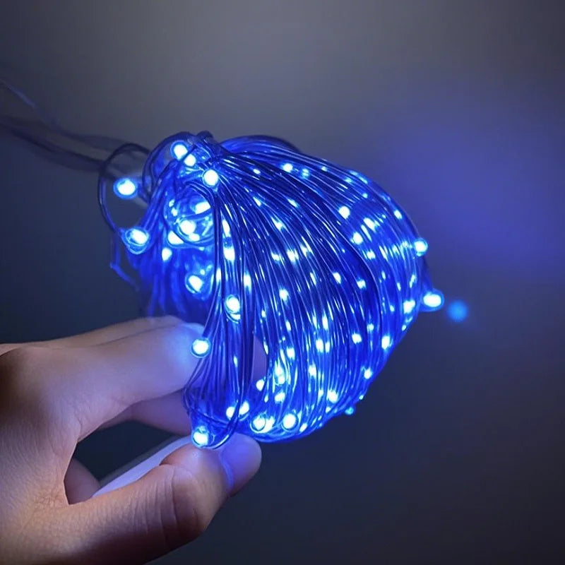 guirlande lumineuse led usb étoiles blanches multicolores moderne adhésif télécommande festive anniversaire noël mariage