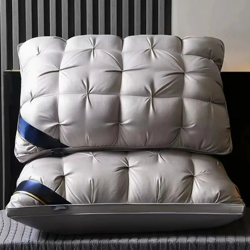 oreiller blanc plissé moderne 74x48cm zip fibre polyester literie chambre coucher qualité