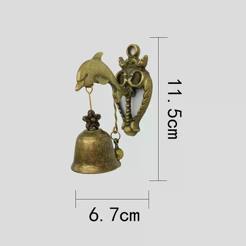 cloche décorative artisanale bronze animal aimant chaîne pendentif extérieur dauphin oiseau chat éléphant
