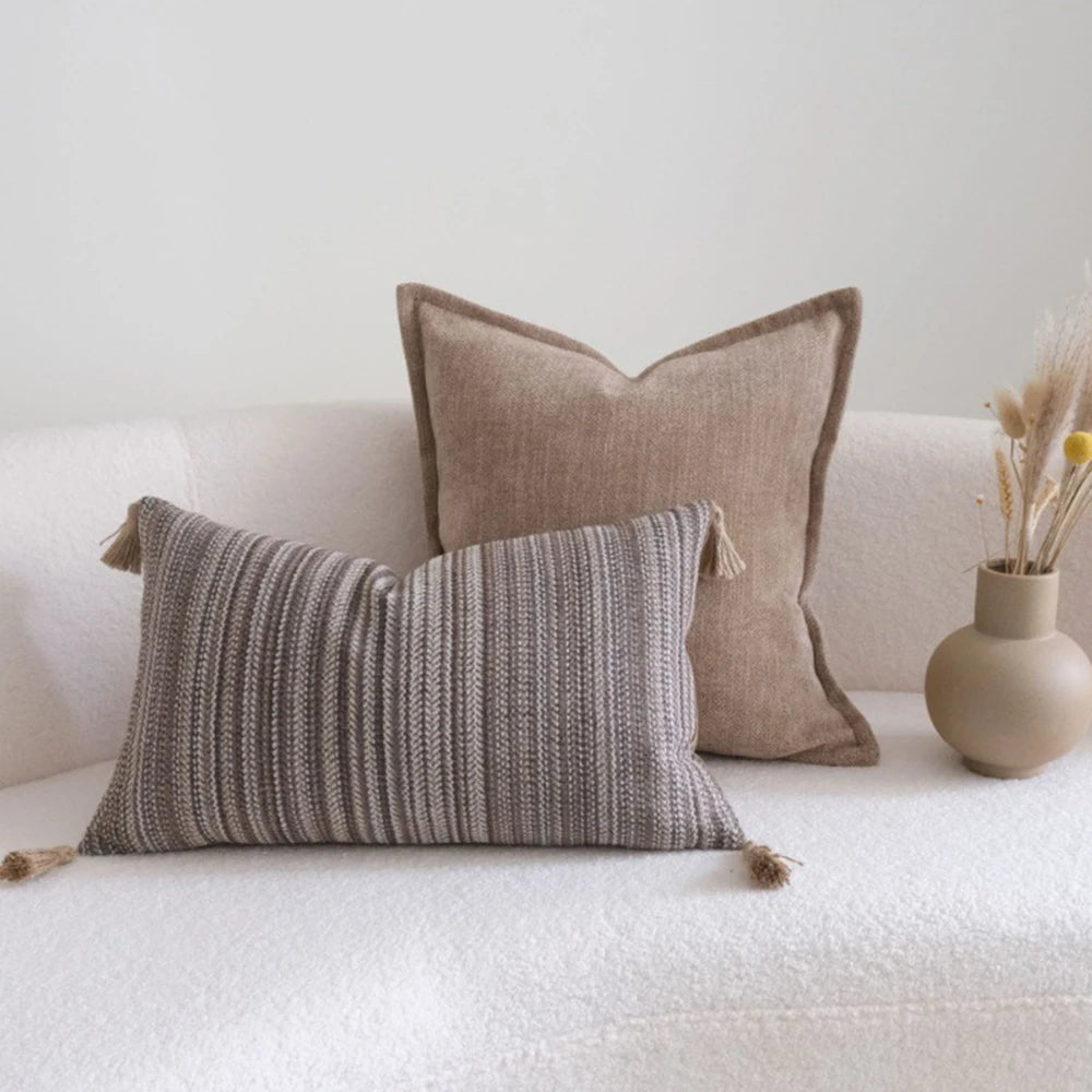 coussins décoratifs patchwork moderne sans rembourrage beige gris blanc lit canapé 45x45cm