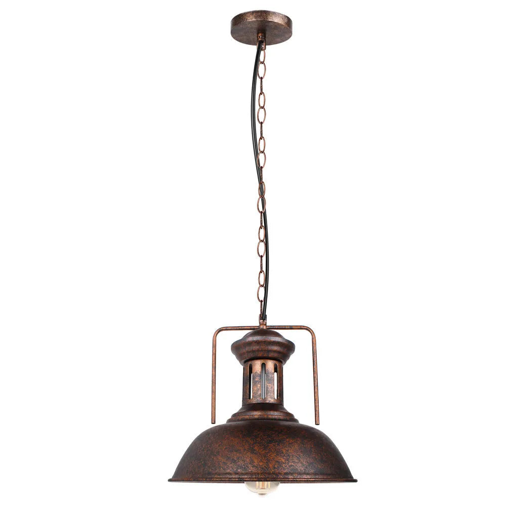 Suspension lumineuse industrielle vintage noir cuivre ampoule chaînes métal fini mat