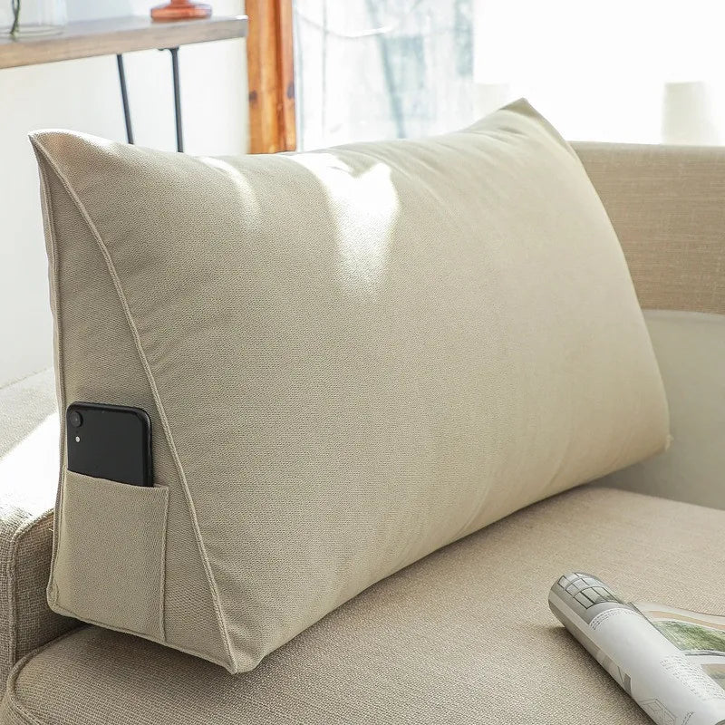 coussin triangle moderne laveable beige gris rose bleu incliné lit siège