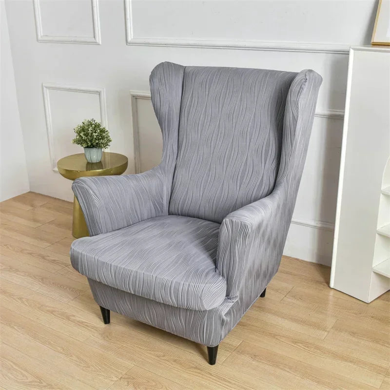 housses fauteuil gris rayures moderne protection reutilisable chair ottoman COVER