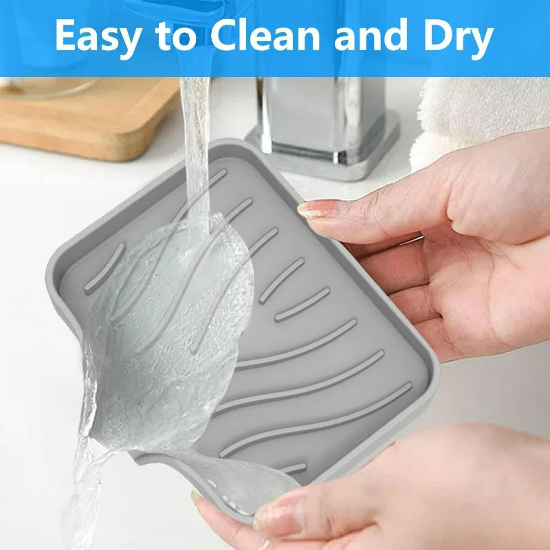 support savon silicone antidérapant moderne gris noir bleu facile nettoyer salle bain cuisine