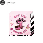accessoires fête cowgirl thème western rose noir blanc toppers cupcakes assiettes pouces autocollants guirlande