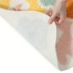 tapis bain fleurs colorées coton doux moderne blanc vert jaune orange rose bleu adhésif