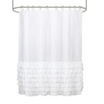 rideau douche blanc volants gris rose classique opacité anneaux métalliques respectueux environnement moderne