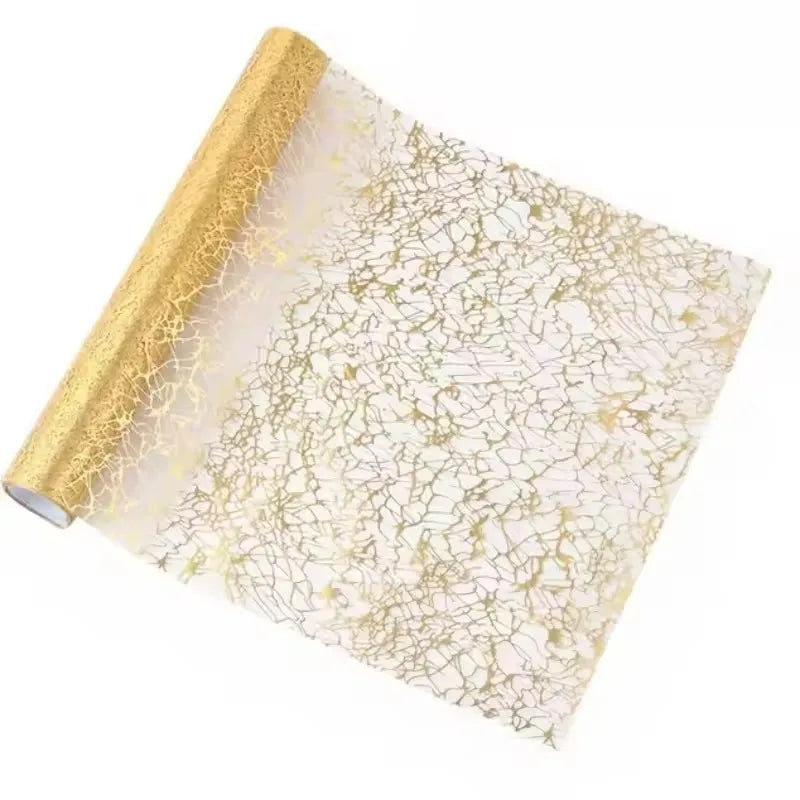 nappe table dorée effet marbrure brillante semi transparente festive or argent