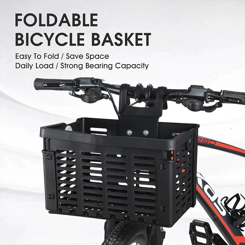 panier vélo pliable noir fixations métalliques motifs ajourés transport légumes