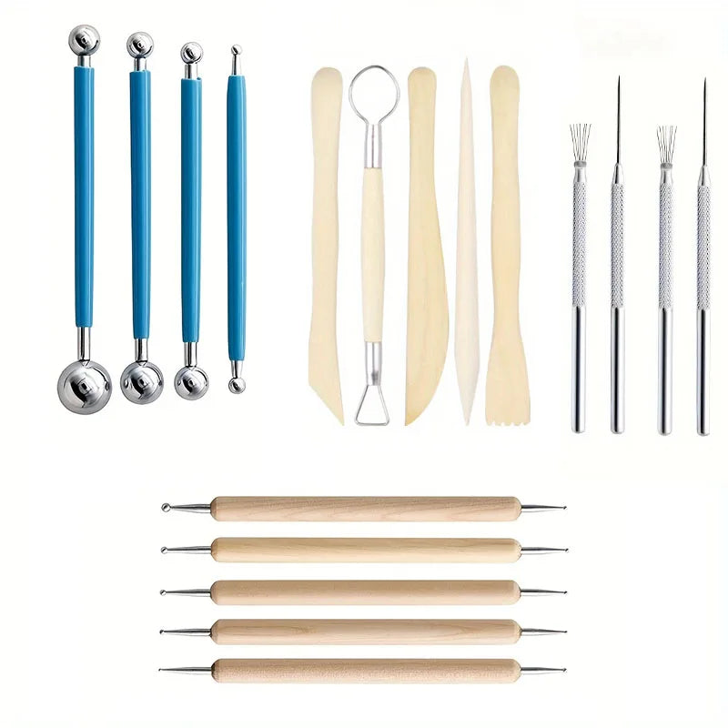 outils modelage argile polymère bois naturel noir jaune sculpture céramique poterie artisanat moulage cuisson