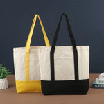 sac main toile blanc doux décontracté polyvalent sans poche ouvert étudiante plage camping voyage