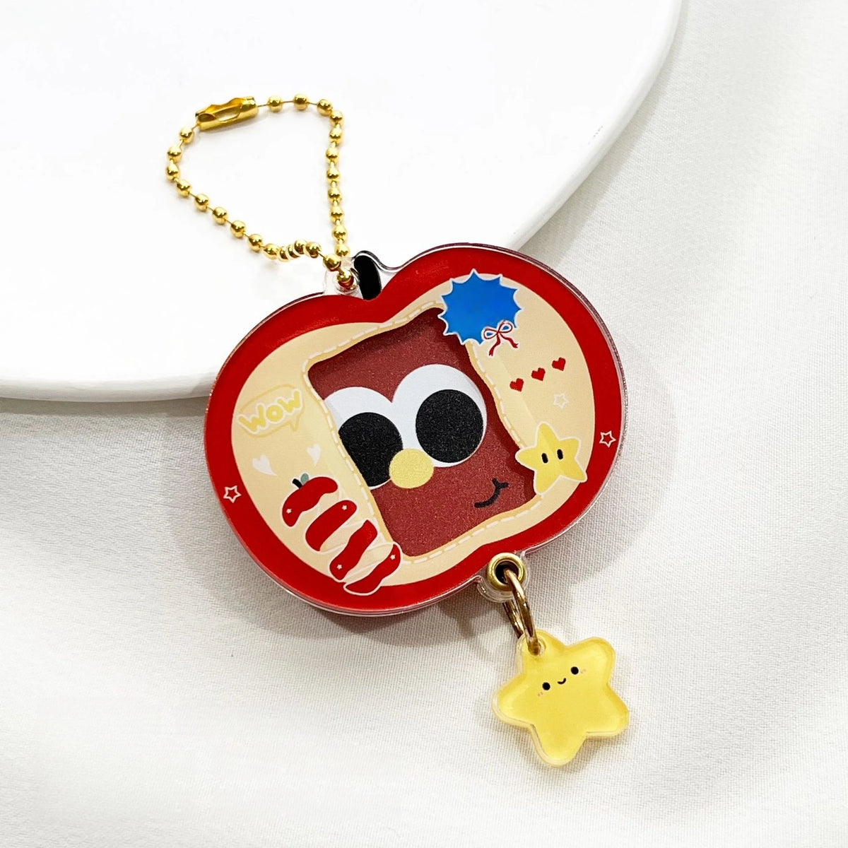 porte clés étoile cœur pomme animaux cartoon enfantin chaîne dorée rouge blanc noir