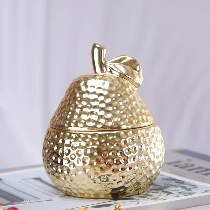 boîte bijoux fruit forme céramique or argent texture martelée moderne décoration rangement