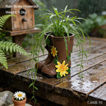 pots fleurs forme bottes pluie marron jaune vert relief rustique decoratif plantes verteextérieur