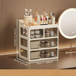boîtes rangement cosmétiques moderne pliables beige clair poignées dorées étiquettes produits