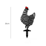 ornement jardin sculpture poule noire points blancs artisanal piquet métallique extérieur décoration