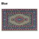 tapis traditionnel orné franges rose rouge bleu doré ciel bleu classique 10x17cm