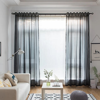 Rideau transparent noir en tulle organza pour fenêtre salon et chambre - Décoration moderne