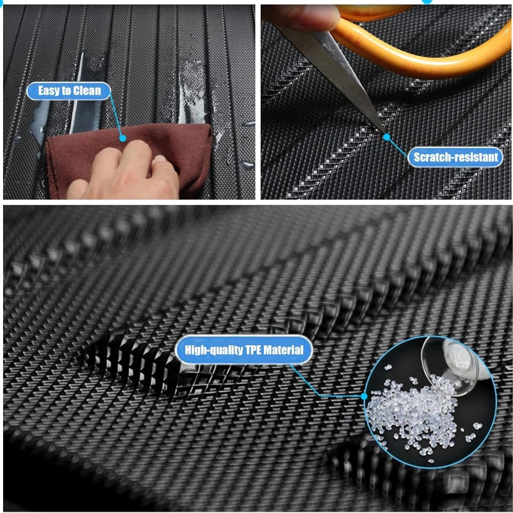 tapis sol coffre tesla model 2021 2024 noir rayures horizontales intégré étanche