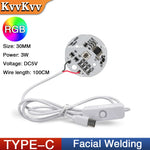module lumineux led blanc circulaire facial welding câble usb type tactile 3w 5v